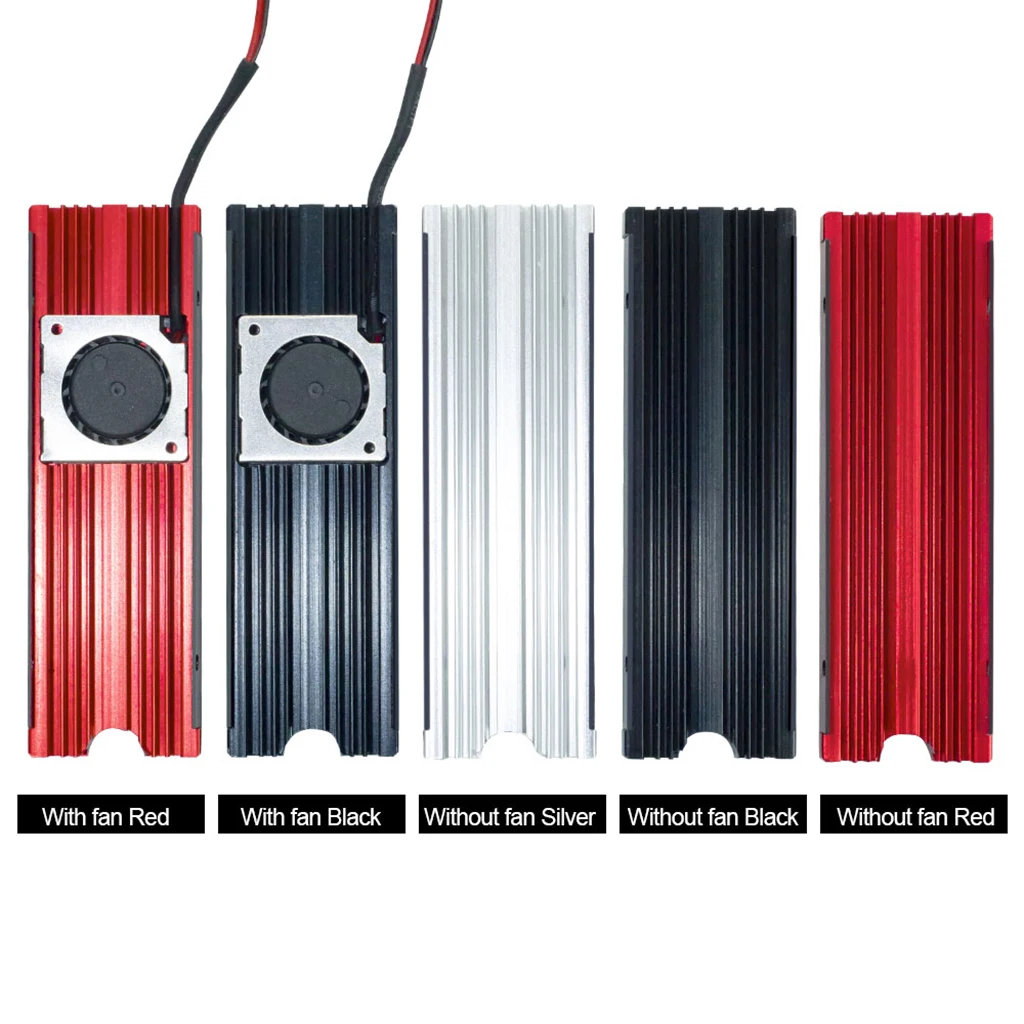 For M.2 SATA NVMe 2230 2242 2260 2280 SSD Cooler with Cooling Fan Heat Dissipation Thermal Pad for PCIe 3.0 4.0 Desktop Computer