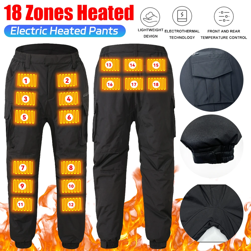 Winter outdoor sports warm pants men women electric heating USB charging heating clothing plus velvet thick casual Heated pants