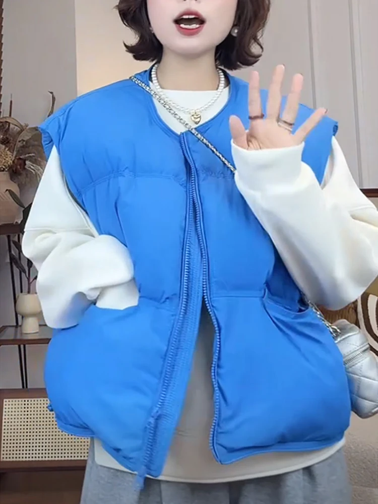 

Faionable теплый женский пуховый хлопковый жилет Jaet в Корейском стиле, свободная посадка, цветная зимняя верхняя одежда на молнии