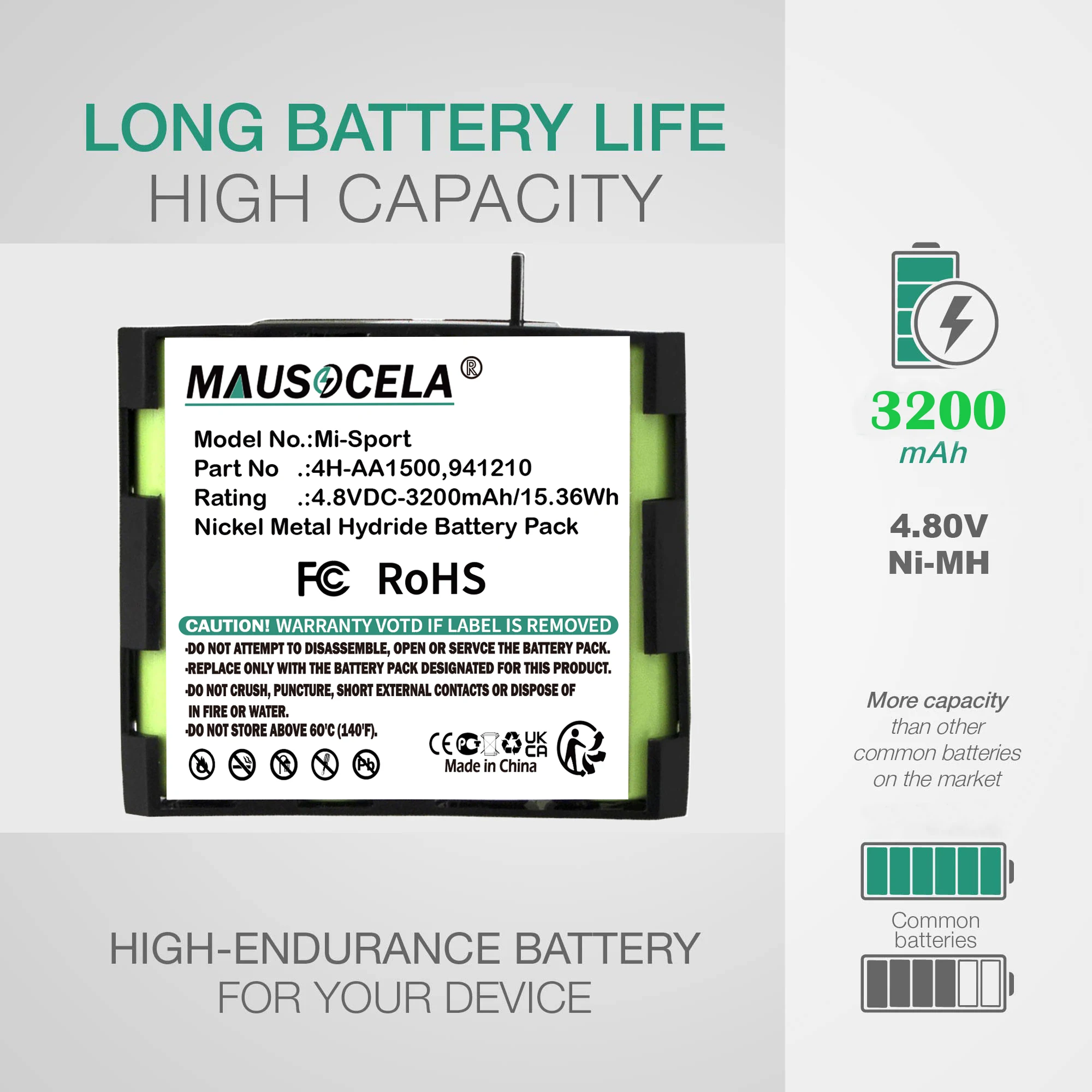 

Replacement Battery For Compex:4H-AA1500,941210,Phyiso Rehab Theta Mi-Sport MI-Fitness Runner Long-Lasting Medical Grade Power