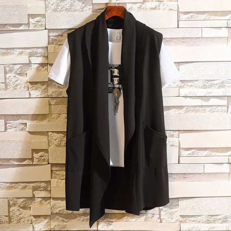 

Summer New Mid-length Sleeveless Men's Cape Coat Fashionable and Trendy Vest Sun-protective Jacket Personalized Relaxation