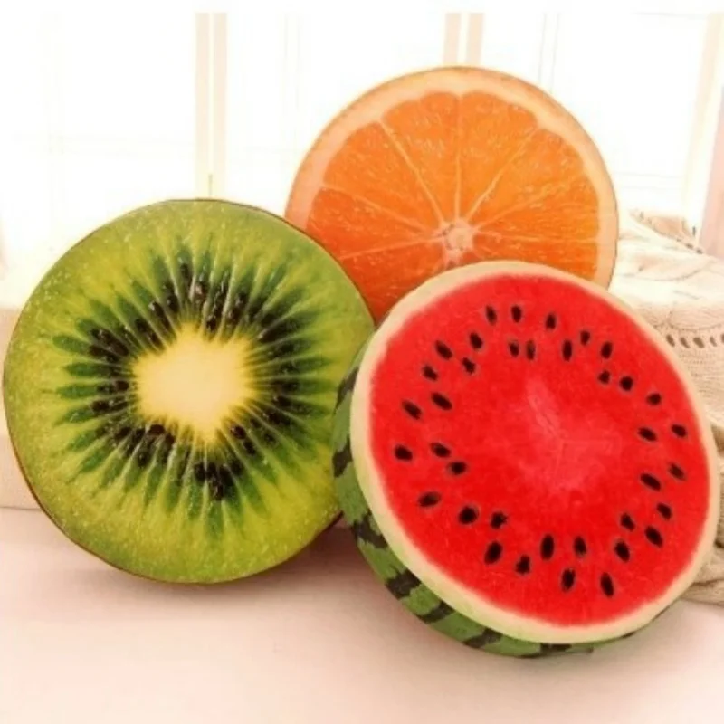 3D Simulation Cushion Watermelon Fruit Soft Pillow Office Nap Cushion Round Chair Pillows House Decoration Room Accessories