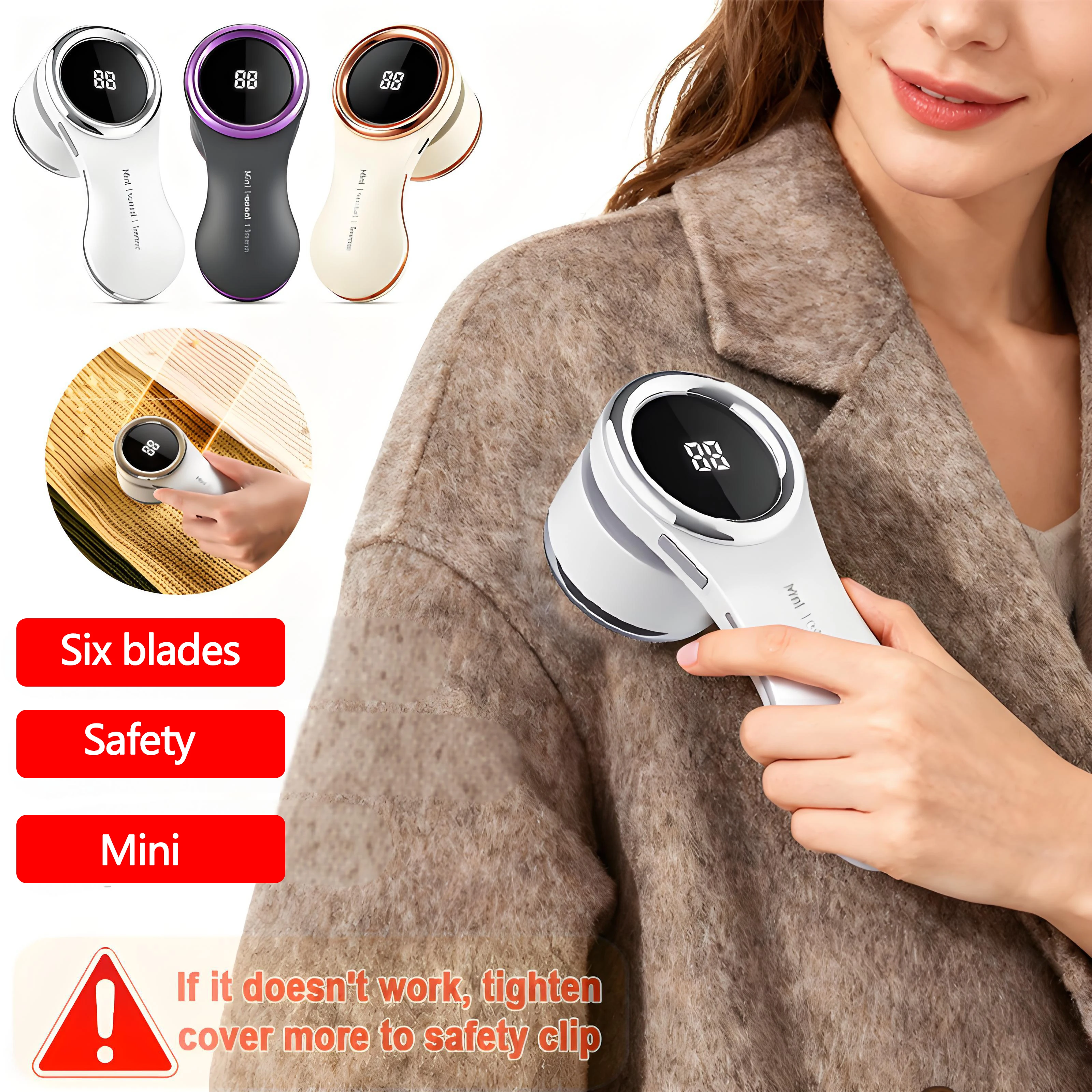 Electric Lint Remover LCD Display USB Rechargeable Fabric Shaver Portable Clothes Fuzz Remover Household Hair Balls Tool