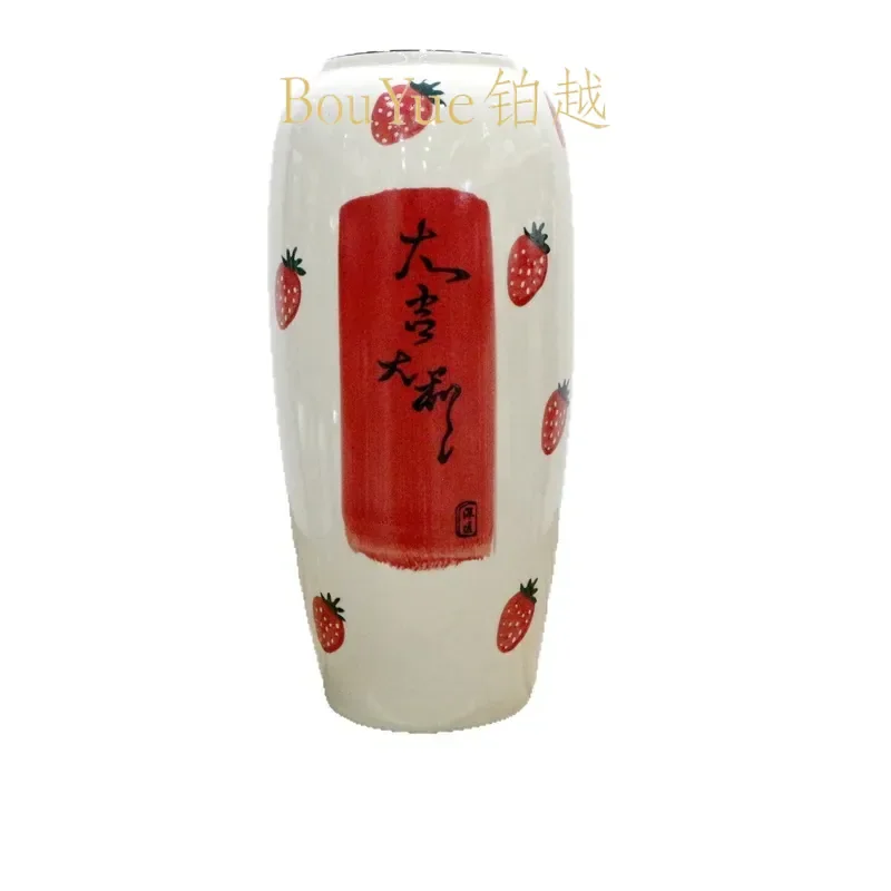 New Chinese Style Ceramic Vase Pomegranate Red Flower Design Classical Home Decor Wedding Centerpiece Hotel Showroom Ornament