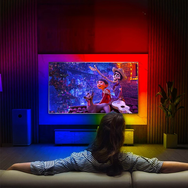 For 55-65 Smart LED TV Backlight App Control Color Sync Strip Light 4K 2.0 HDMI-Compatible Fancy Ambilight Light  For PC/TVBox