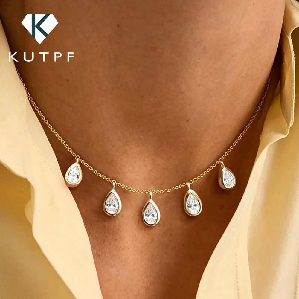 

Waterdrop Moissanite Pedant Necklace For Women 1carat Pear Cut Lab Diamond Charm Necklace With Certificate S925 Silver Jewelry