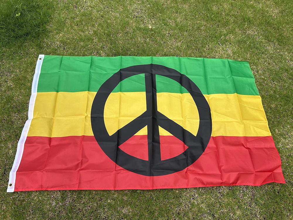 SKY FLAG Bandera Rasta paz – Poliéster verde, amarillo, rojo y negro - imagen 3