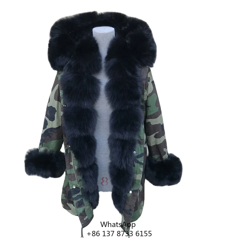 

New Fashion Women Real Fur Parka With Fox Fur Collar