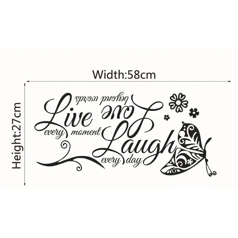 Live Laugh Love Wall Decal Art, Stickers Motivational Quotes For Office Bedroom, Removable Wall Sign Mural DIY Home Decoration