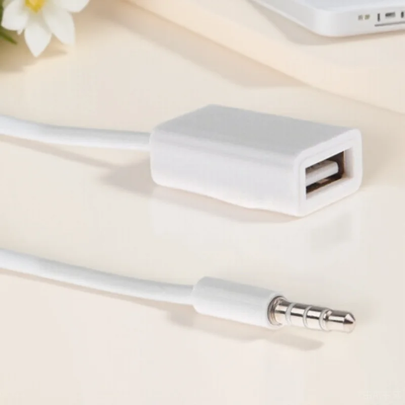 

3.5Mm Male Aux Audio Plug To Usb 2.0 Female Converter Cable For Car Mp3 Auto Play U Disk Support Anti- Pure Sound