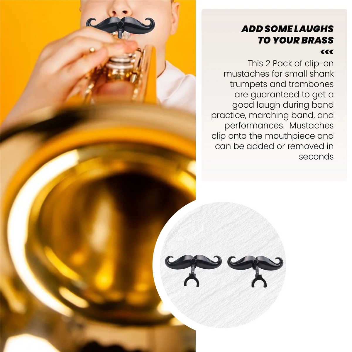 Clip-on Beard for Trumpet and Trombone - Protective Case Included - Fits All Trumpet Mouthpieces Mouthpiece Not Included