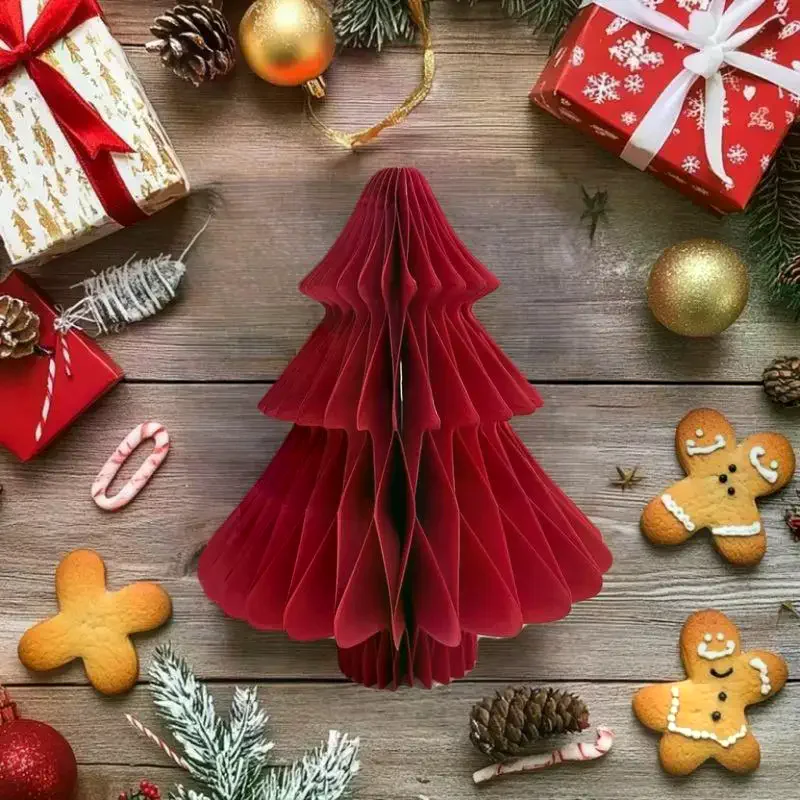Hanging Xmas Decor 3D Ball; Large Christmas Tree Ornament; Foldable Navidad Festive Paper Art.