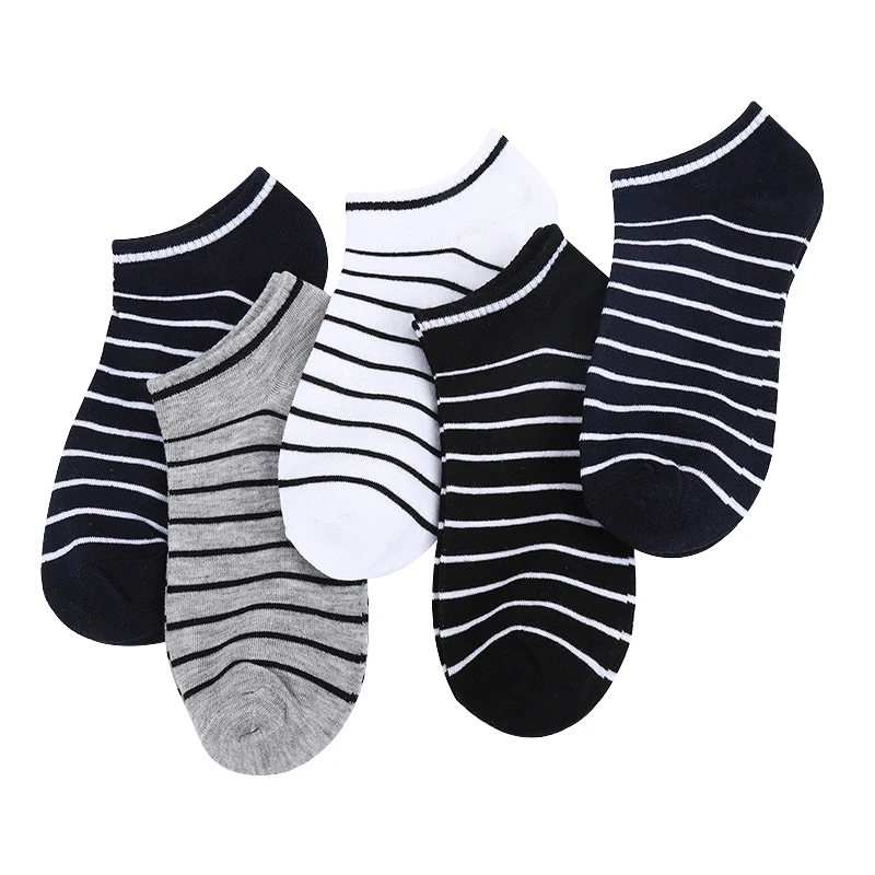 10 Men Socks Spring Summer Breathable Stripe Cotton Men Boat Socks Comfortable Low Cylinder Socks Versatile Shallow Mouth Socks