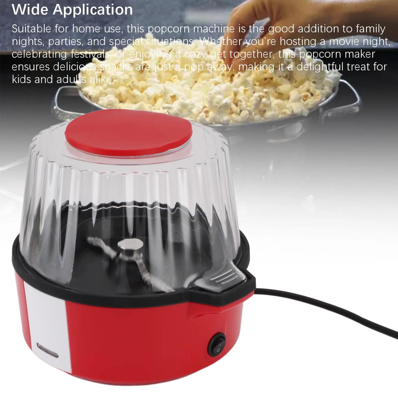 Máquina de pipoca multifuncional tampa transparente totalmente automática pequena máquina de pipoca elétrica para casa