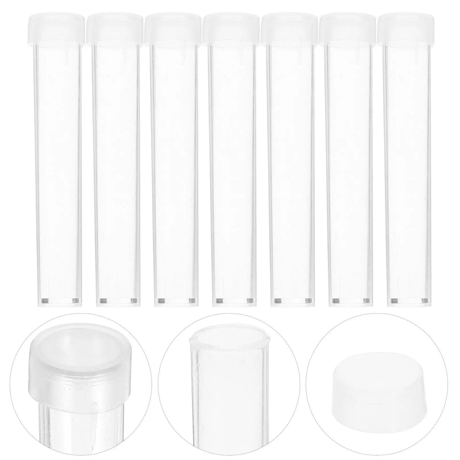 25Pcs Plastic Test Tubes Leak Proof Clear Plastic Test Tube Laboratory Experiment Sample Storage Tubes with Lids