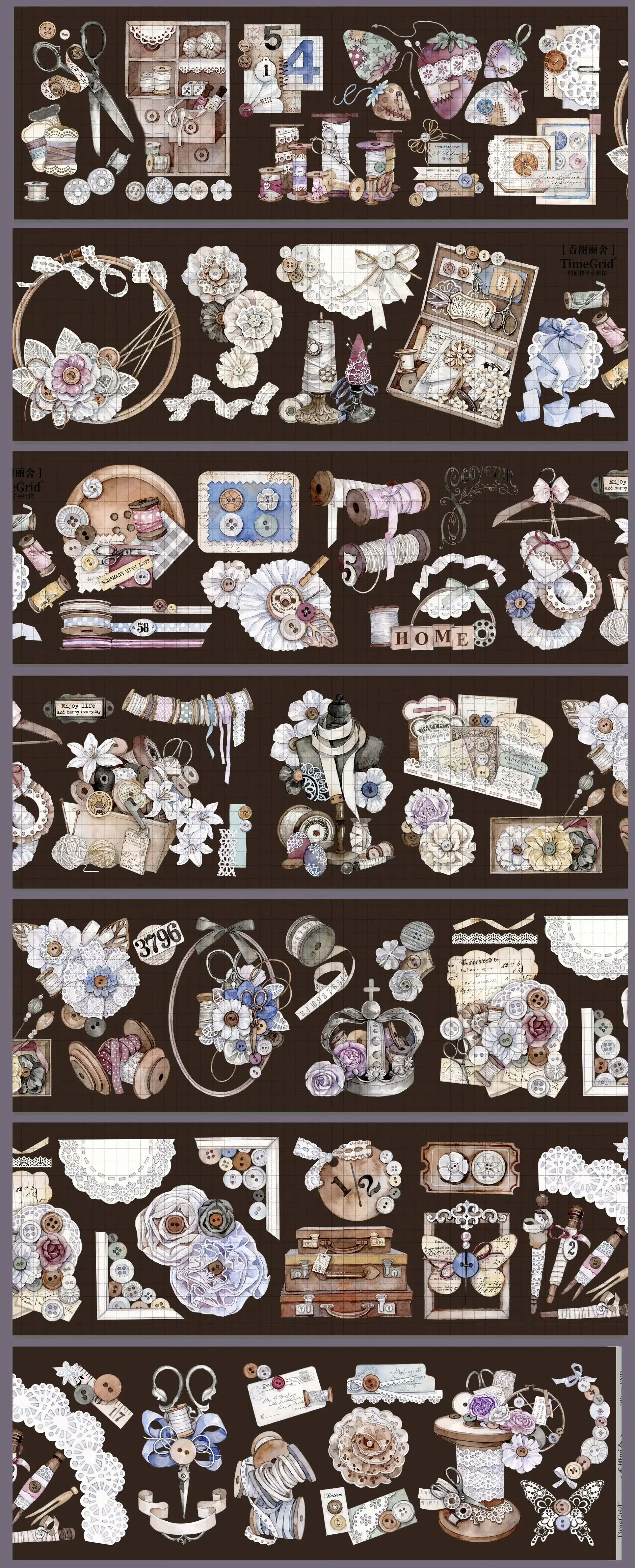 Many Designs TimeGrid Washi Pet Masking Tape Sample Colleciton