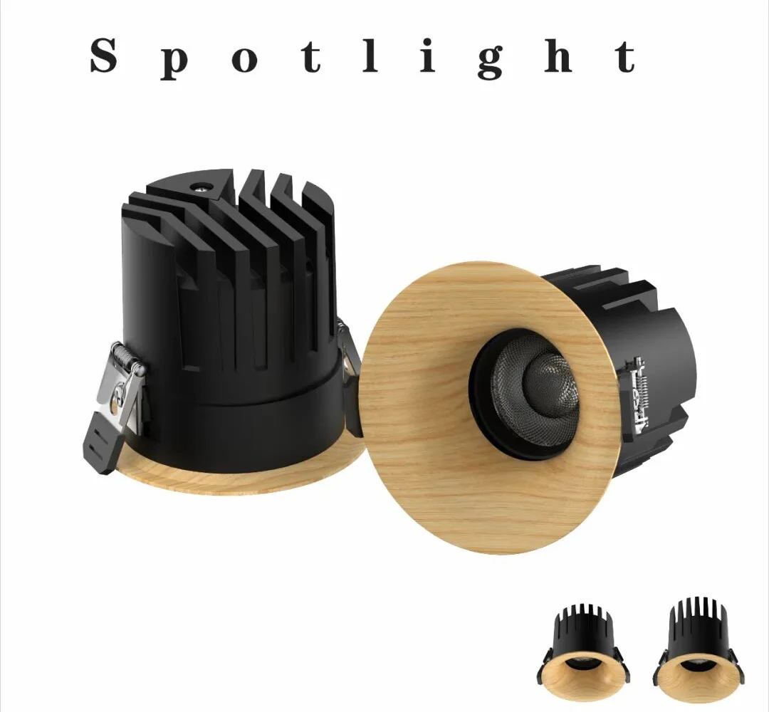 Decorative LED Downlight Spotlight 7-12W Dimmable Walnut & Natural Wood Color Flush Mount Ceiling Lamp High CRI for Home Hotel