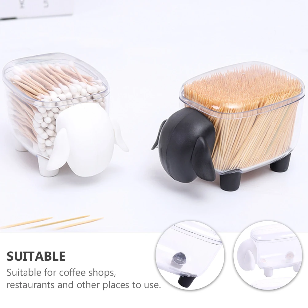 

2Pcs Desktop ganizer Transparent Storage Box for Toothpicks Swabs Cotton Dispenser Portable Environmental Protection Storage