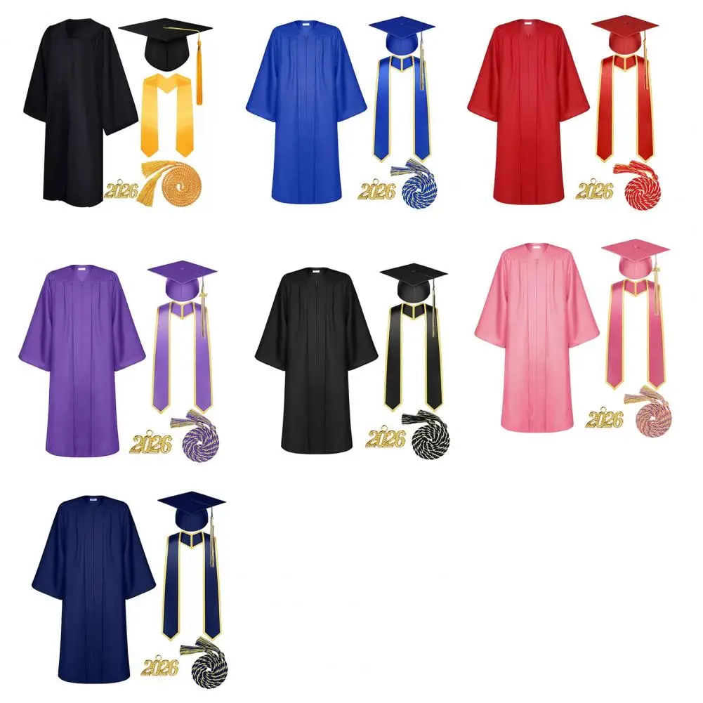Academische afstudeerjurkset met lange mouwen, uniform voor schoolceremonie, diploma, fotografie, afstudeerfeestkleding 2026