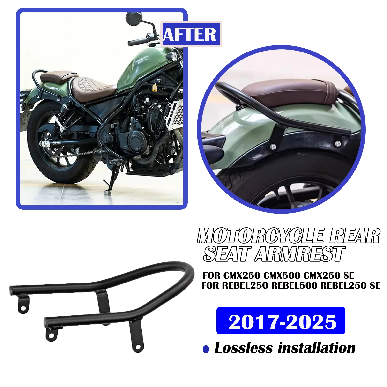 

New Rear Passenger Seat Grab Bar Handle Rear Pillion Grab Rail For Honda CMX250 CMX500 Rebel 250 500 250SE 500SE 2017-2025