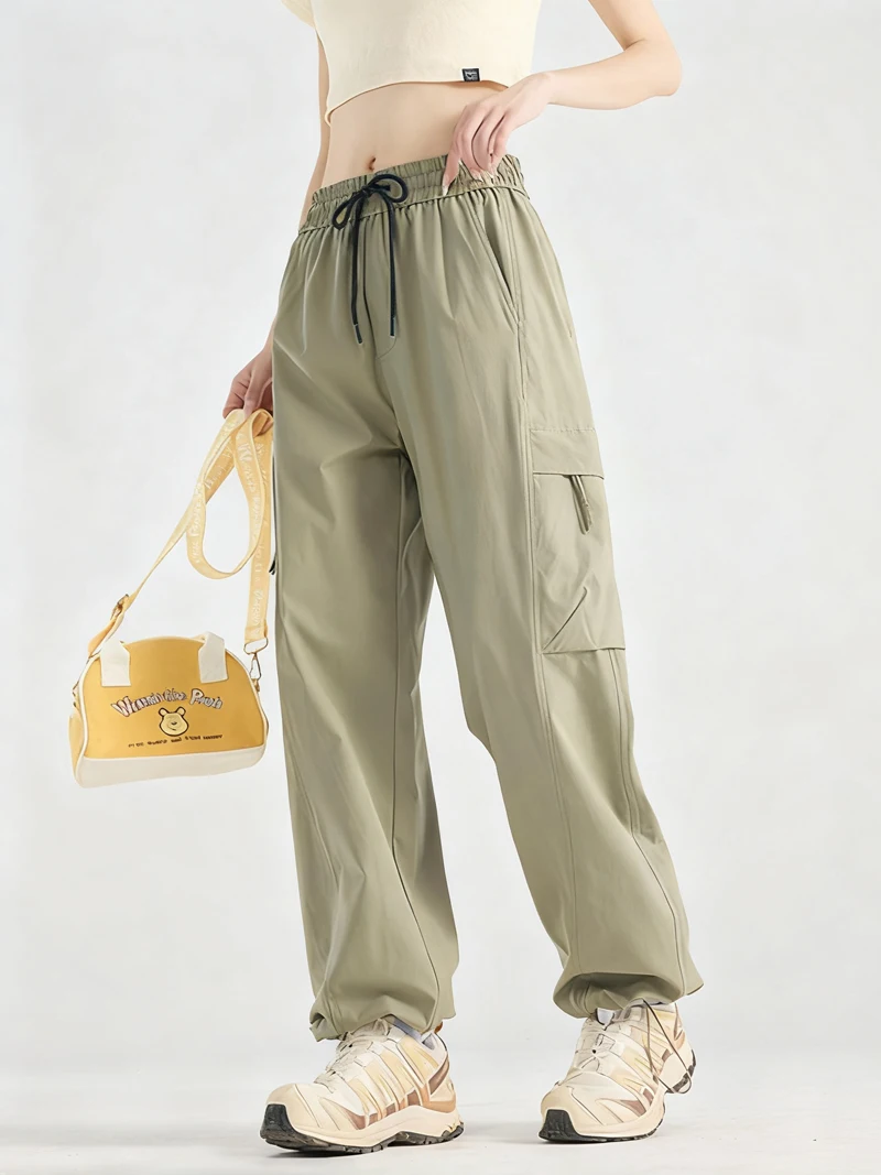 

Брюки-карго женские темно-коричневые осенние хлопковые тонкие молодежные милые эластичные брюки в академическом стиле для студенческой уличной одежды, новинка