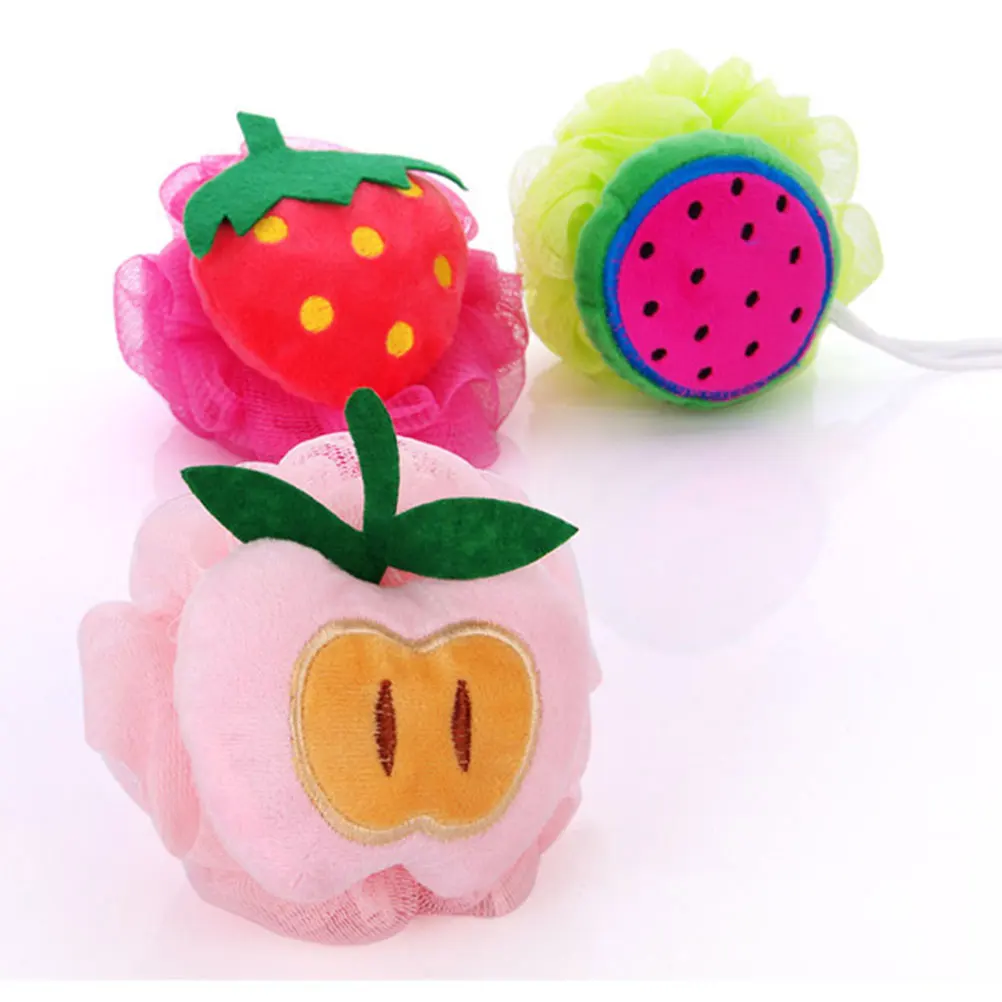 

4pcs Fruit Shaped Bath Ball Soft Mesh Sponge Shower Ball Large Double Color Durable Long Lasting Body Skin Cleanser Daily Use