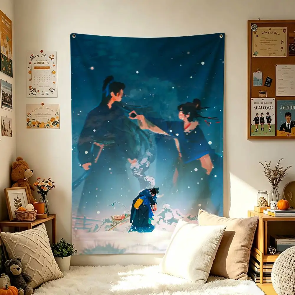 P-Pursuit of Jade Chasing X-Xie Zheng Home Decor Vertical Flags Indoor Outdoor Hanging Decor for Bedroom Living Room Wall Decor