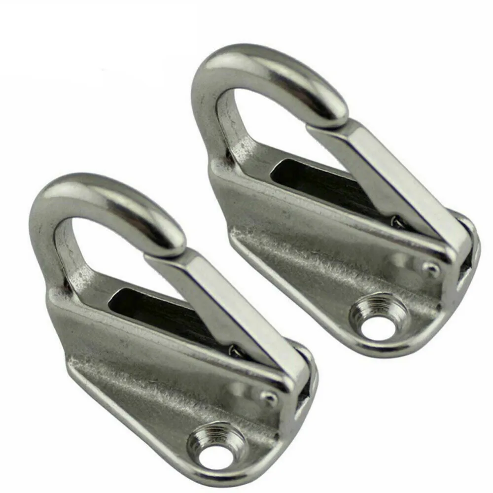 

2Pcs 316 Stainless Steel Spring Locked Fender Hooks Practical Durable Marine Fender Hook Hardware Multifunctional