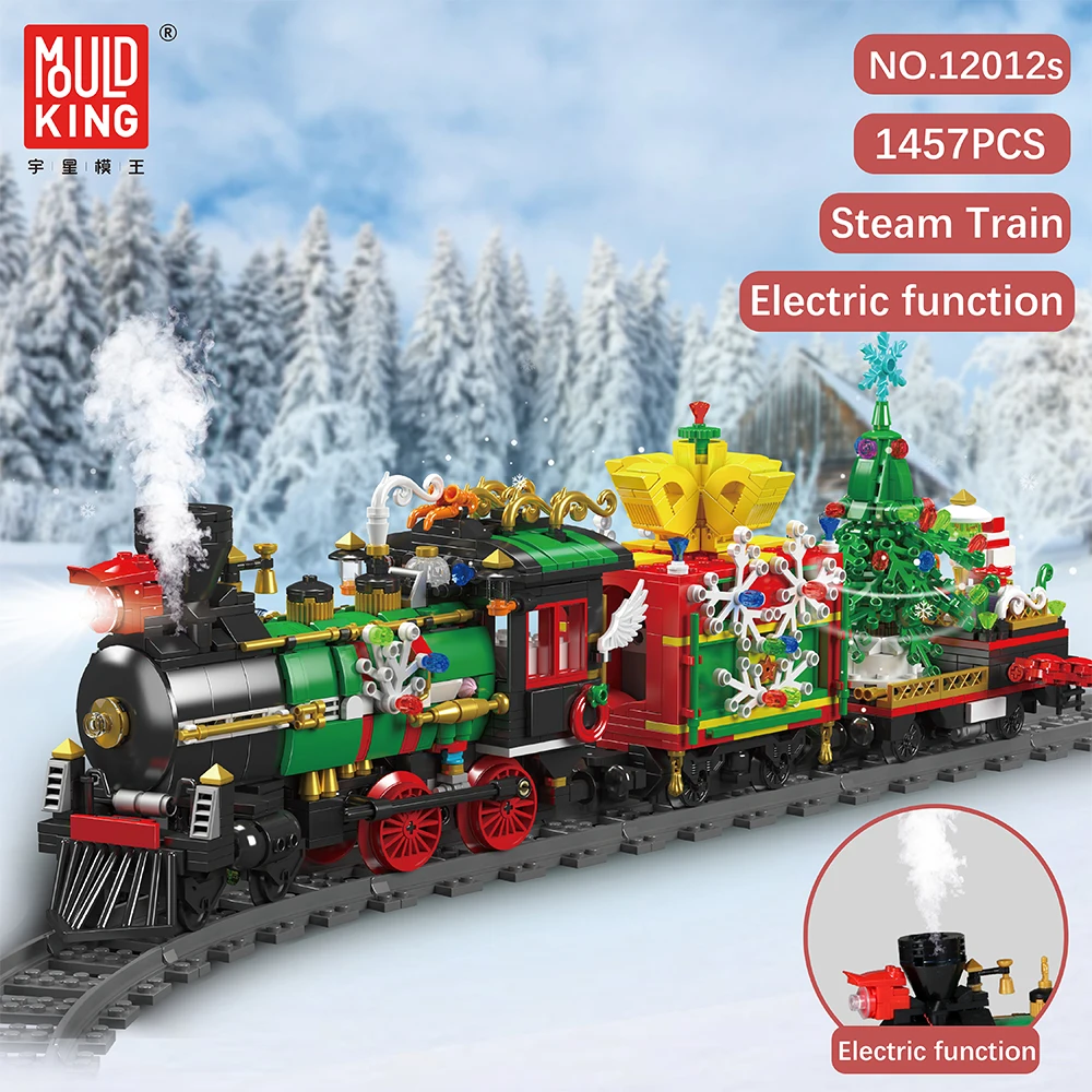 Mould King 12012 Christmas steam electric train Toy Building blocks sets bricks MOC creativity puzzle blocks toys Christmas gift