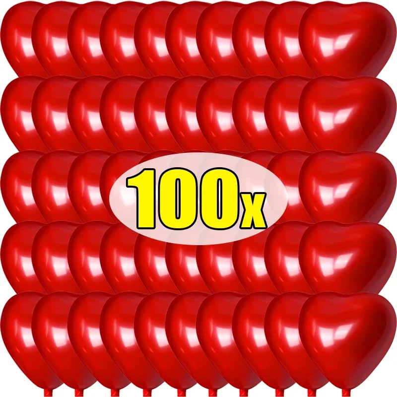 Wholesale Latex Red Heart Balloons Inflatable Love Shaped Balloon for Couple Valentine\'s Day Wedding Party Decoration Supplies