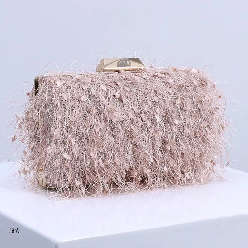 D0UD – pochette à pompons simples, portefeuille, à main soirée, à bandoulière fête