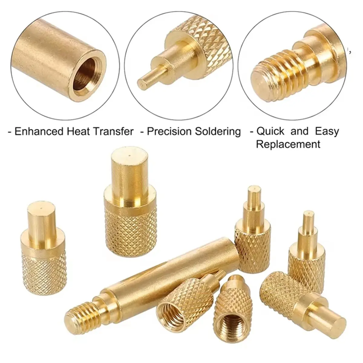 (B63C) 3D Print Accessory Brass Hot Nut Insertion Kit Heat Insert Nut Iron Thread Head M2-M8 Tips for 936 T65 T85 Soldering
