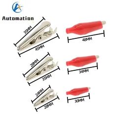 10 Pcs 28MM 35MM 44MM Black Red Soft Plastic Coated Testing Probe Mini Alligator Test Clips