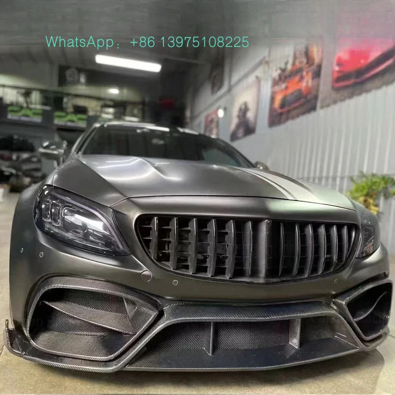 

Real Carbon Fiber IMP Style Tail Fin Bodykit Front Bumper C-Class W205 Coupe Version C205 Accessory