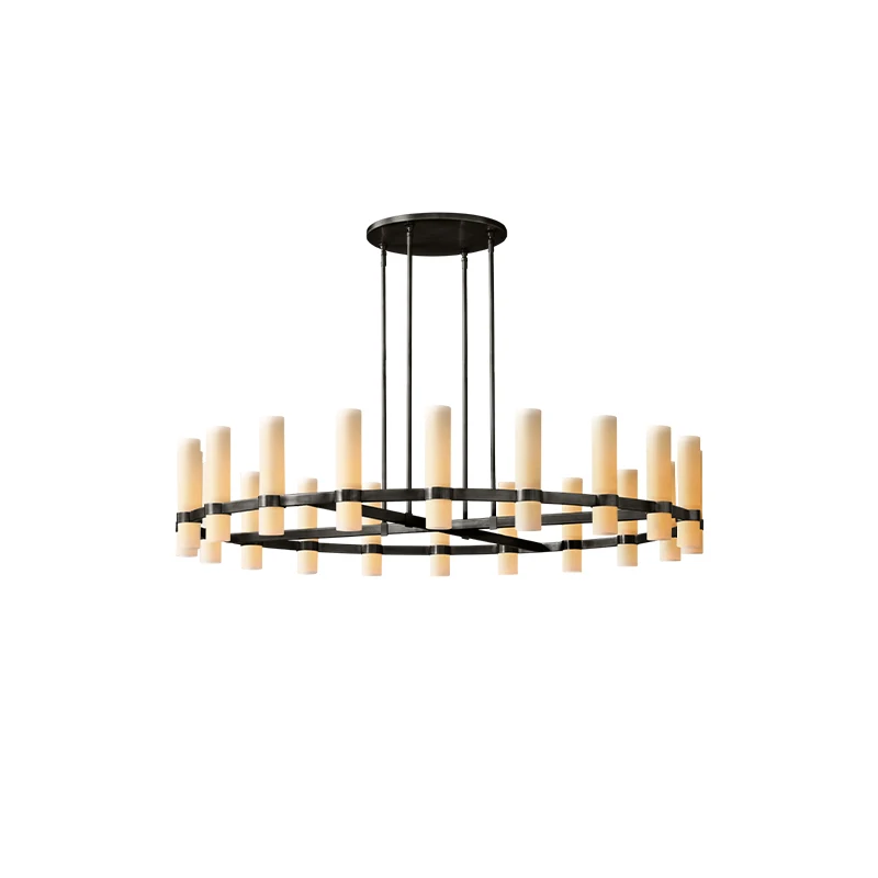 سلسلة أمريكية زجاج أبيض خطي أسود E14 LED مصابيح معلقة بريق تعليق الإنارة مصباح لغرفة الطعام