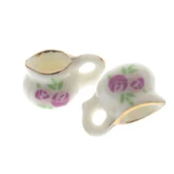 50pcs/pack chinese style coffee cup ceramic charms ornament flower printed