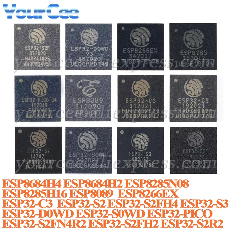 5pcs/1pc ESP8266 ESP32 ESP8089 ESP8285 ESP8684 ESP32-S2 ESP32-C3 ESP32-D2WD ESP32-S3R2 -S3R8 WIFI Wireless IC Chip QFN-32 QFN-48