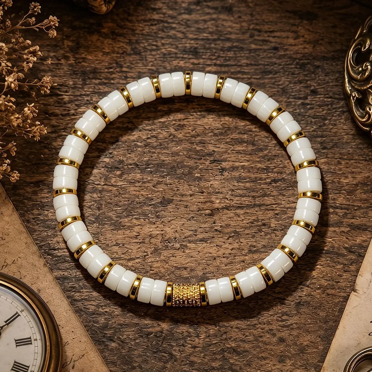1pc Milk White Quartz 8mm Male and Female Bead Bracelet, Symbolizing purity, Inner Peace, Spiritual Enlightenment, Bead Bracelet