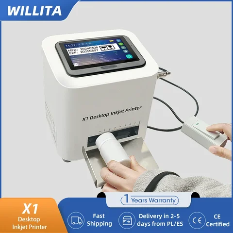 WILLITA X1 Static tabletop Inkjet Printer 12.7mm Intelligent Automatic Thermal Inkjet Printer Expiry Date Batch QR Bar Code Logo