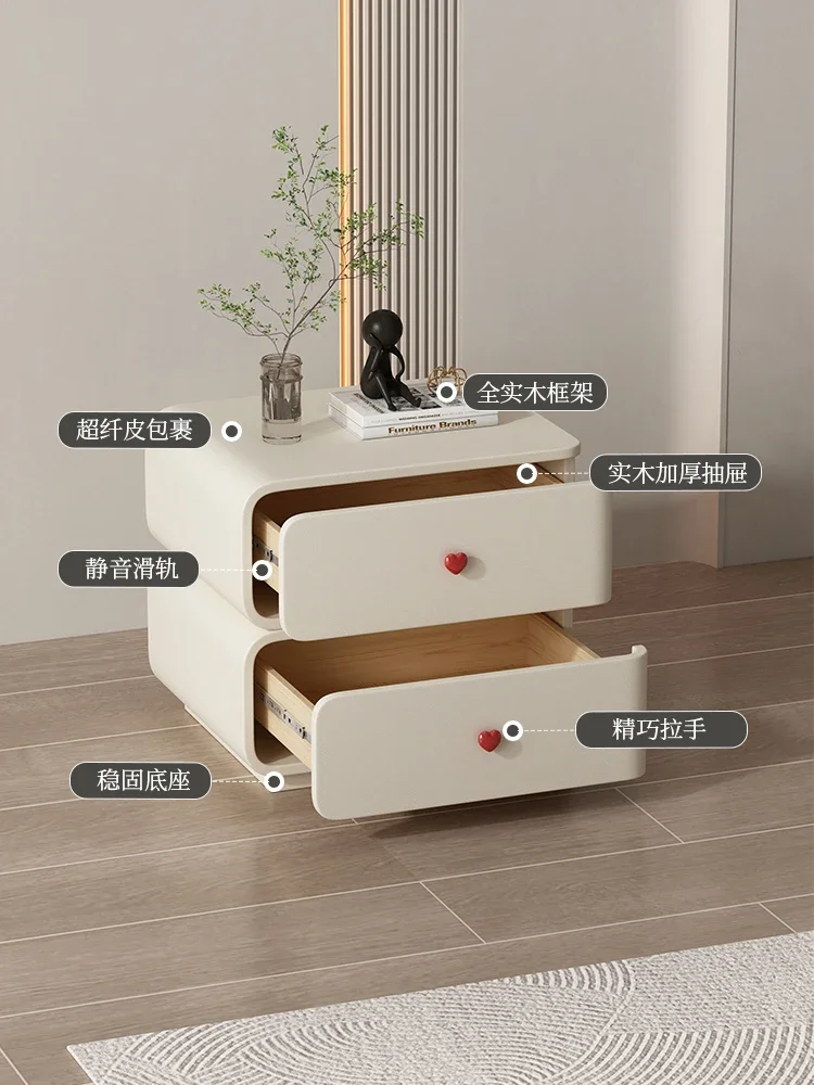 Custom-made 2023 new online celebrity bedside table solid wood modern simple luxury high sense home bedroom cream wind storage c