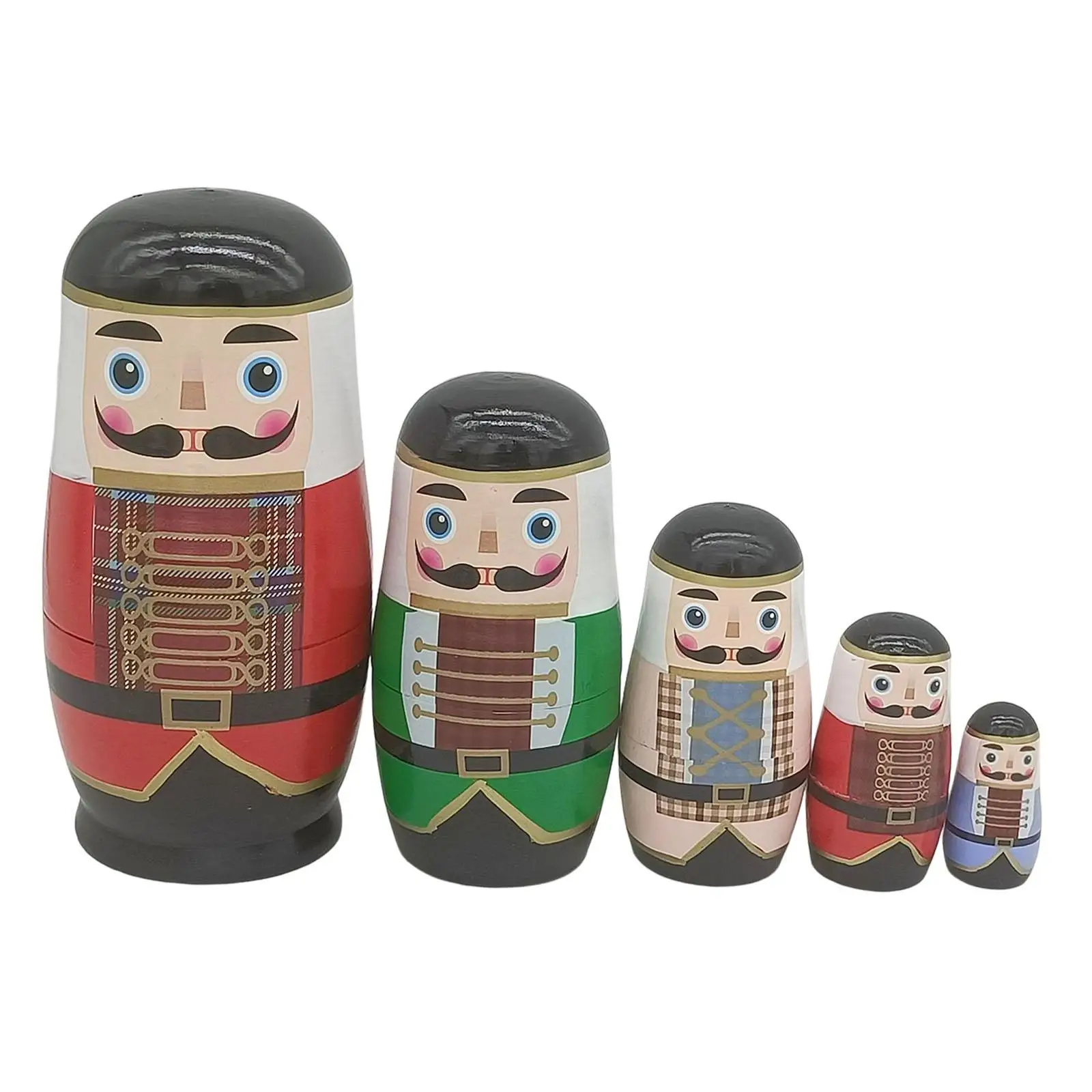 Handmade Matryoshka Nesting Dolls Set of 5 Wooden Russian Stacking Toys for Girls Kids Christmas Holiday Gift Decoration