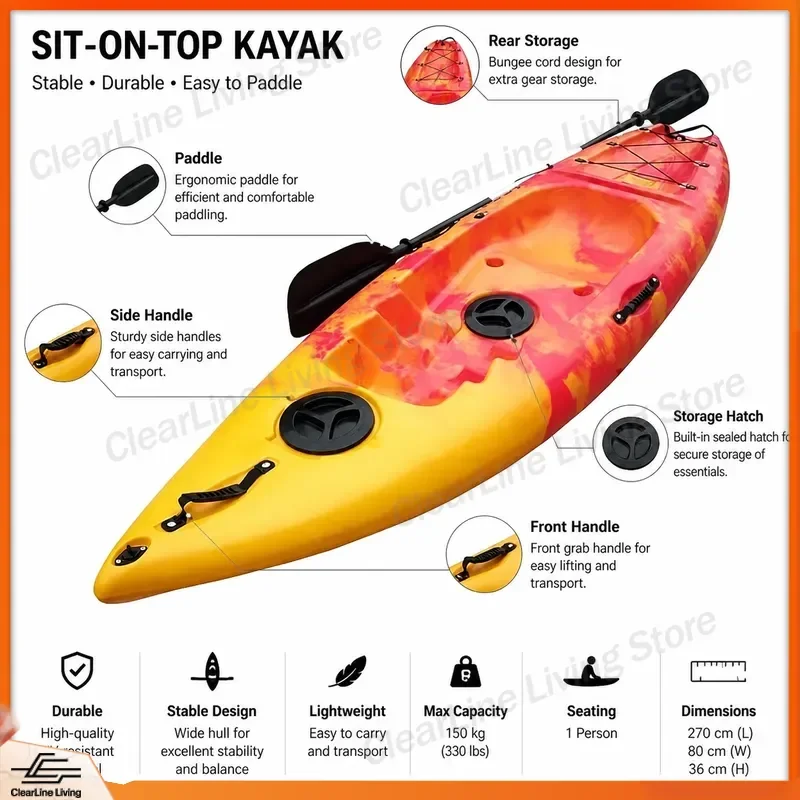 Fishing Kayak Seat Cushion Plastic Padded Comfortable Backrest for Single Canoe Boat Accessories Universal Fit Outdoor Water