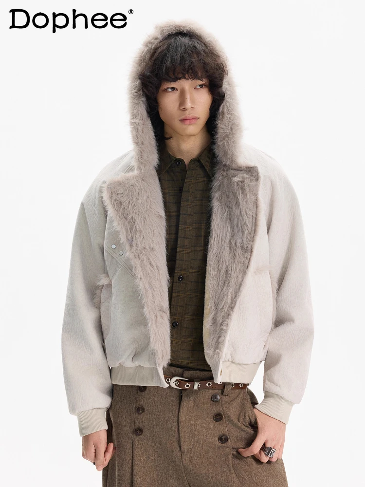 

Fashion Jackets Men 2025 Winter New Thickened Warm Pocket Decoration Parkas Jackets Male Long Sleeve Solid Color Hoodies Parkas