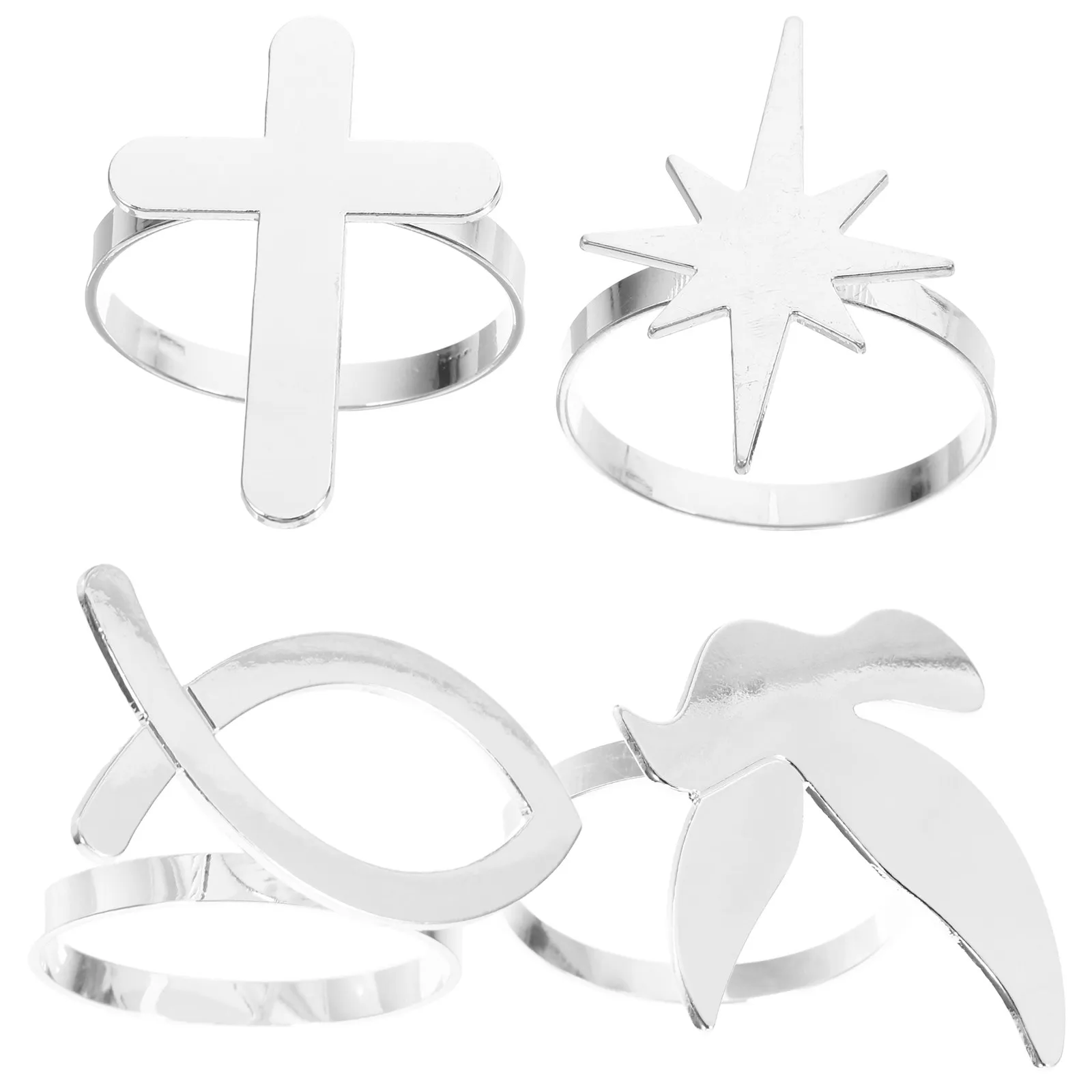 1Set Christian Napkin Rings with Fish Cross Dove Symbols Meaningful Table Decor for Baptism Communion Holiday Wedding Dinner