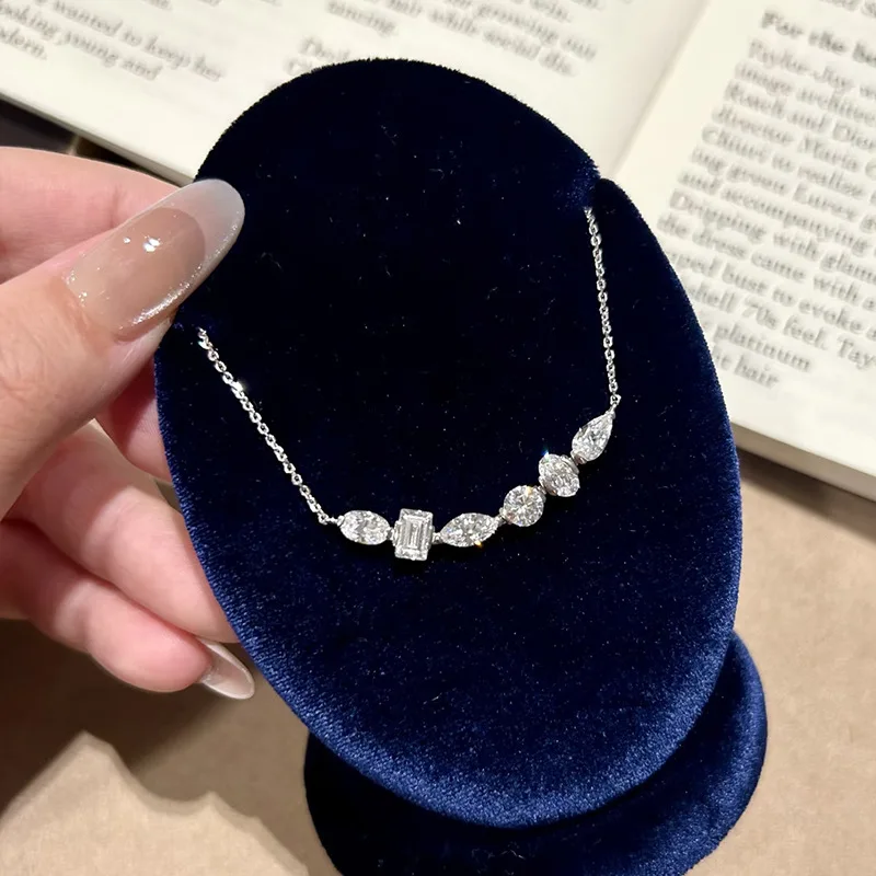 Valuable Lab Moissanite Diamond Pendant 100% Real 925 Sterling Silver Wedding Chocker Necklace for Women Engagement Jewelry Gift