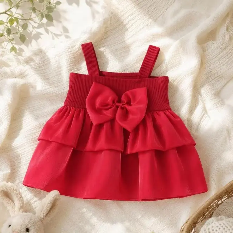 Newborn Summer Sleeveless Clothes Sweet Baby Girl Dress Big Bow Children Birthday Party New Year Fairy Dress Toddler Costume