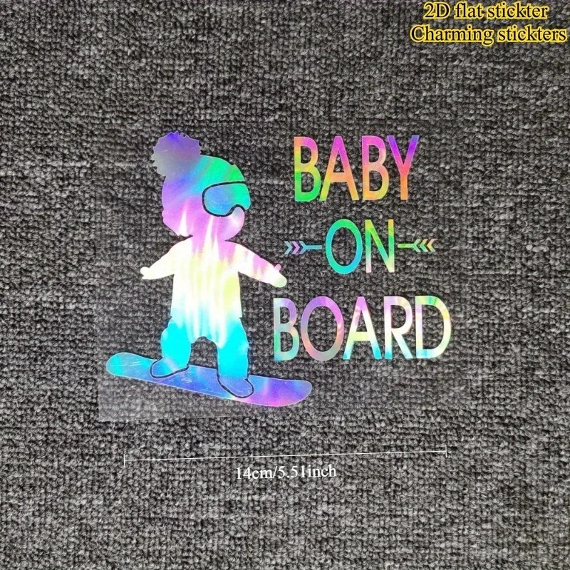 Cute Skiing Boy Baby on Board Reflective Car Sticker Waterproof Vinyl Decal for Golf Corolla Window Trunk Bumper - view 4