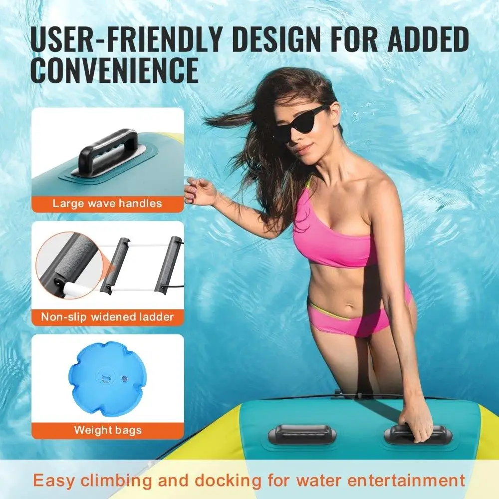 طارد مياه قابل للنفخ للبحيرة والبحيرة ، مضخة هواء كهربائية محمولة ، سلم 3 خطوات ، ترامبولين مائي عائم ، 10 أقدام