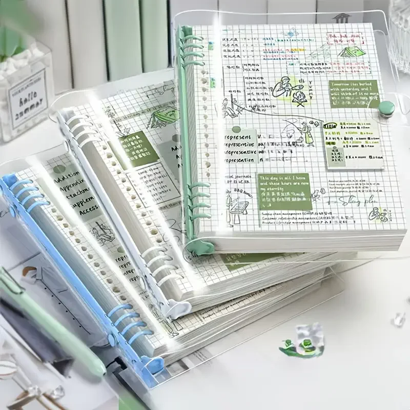 Diary A5 Transparent Soft Cover Loose Leaf Checkered Book School Notebooks Notebook Notepad Writing Pads Office