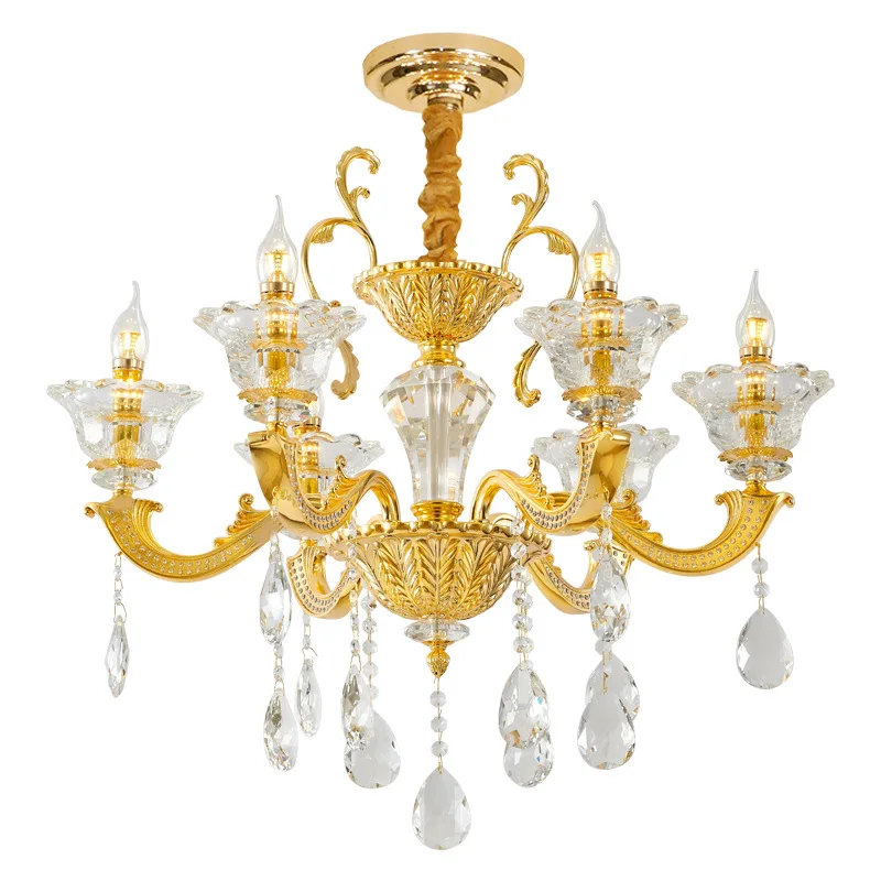 

High-end light luxury crystal chandelier new duplex building hall main